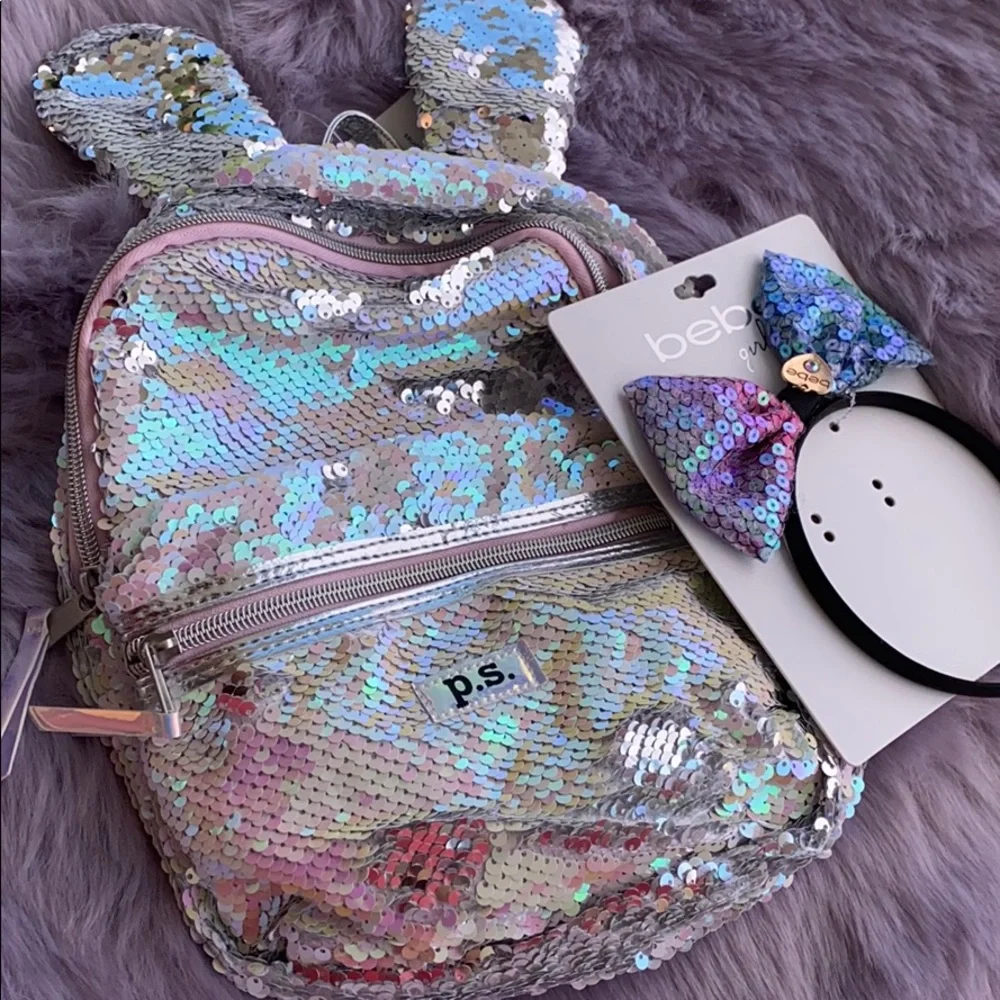 NWT Flip Sequin Bundle Backpack & Headband